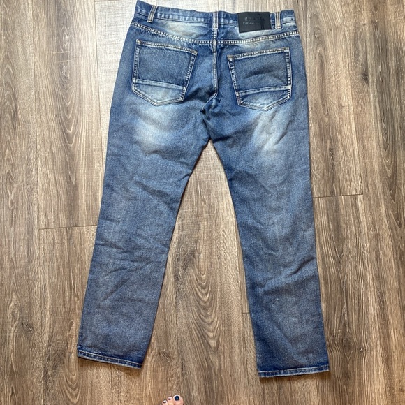 Rogue Vintage distressed street ripped blue red jeans, size 38 x 33 - Picture 5 of 11